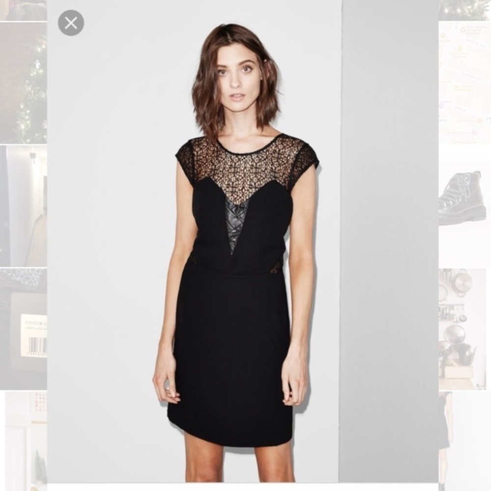 The Kooples Lace & Leather Mini Dress Black Size XS Whimsigoth Dark Romance Grad